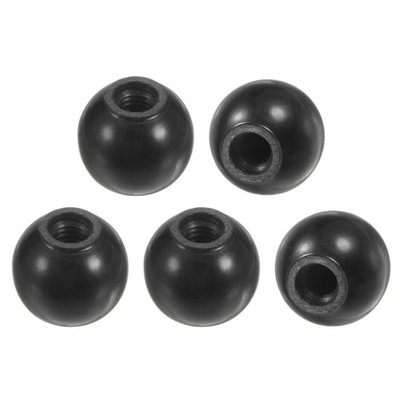 5-Pack Threaded Ball Knobs, M4 Female Thread 12mm Dia. Thermoset Phenolic Lever Handle [Black]