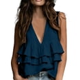 thumbnail image 2 of Women's V-Neck Sleeveless Lace Top Casual Summer Solid Color Fashion Blouse, 2 of 6