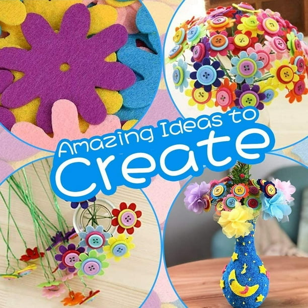 Flower Craft Kit for Kids Make Your Own Flower Bouquet with Buttons and
