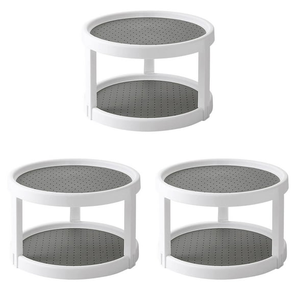 2 Tier Rotating Rack 10 Inch Non Lazy Turntable Rack For Cabinet Kitchen Fridge Bathroom Makeup Vanity Countertop Under Organizing,2 Storage Trays, 3 Parts * 3 Clearance