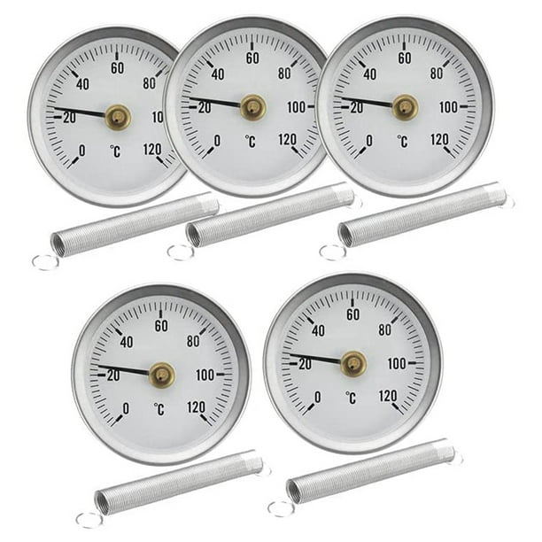 63mm Pipe Clipon Dial Thermometer Range 0120℃,Aluminum Case,5Pcs