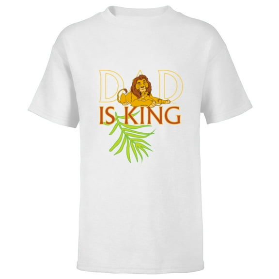 Disney The Lion King Dad is King Mufasa & Simba Father’s Day - Short Sleeve T-Shirt for Kids - Customized-White