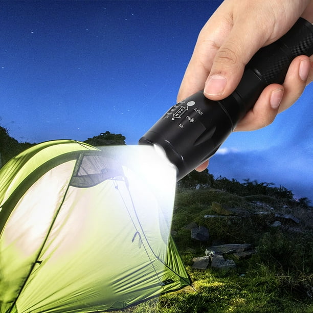 Lampe Torche LED Ultra Puissante – Zoom, Étanche, 5 Couleurs (Rouge, Bleu, Vert, Blanc) – Neuve