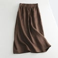 thumbnail image 4 of Bixock Midi Skirt for Women Casual Dresses Elastic Stretch Waist Side Patch Pockets Loose Straight Cut Breathable Summer Daily Street Walking Women Clothings, 4 of 6