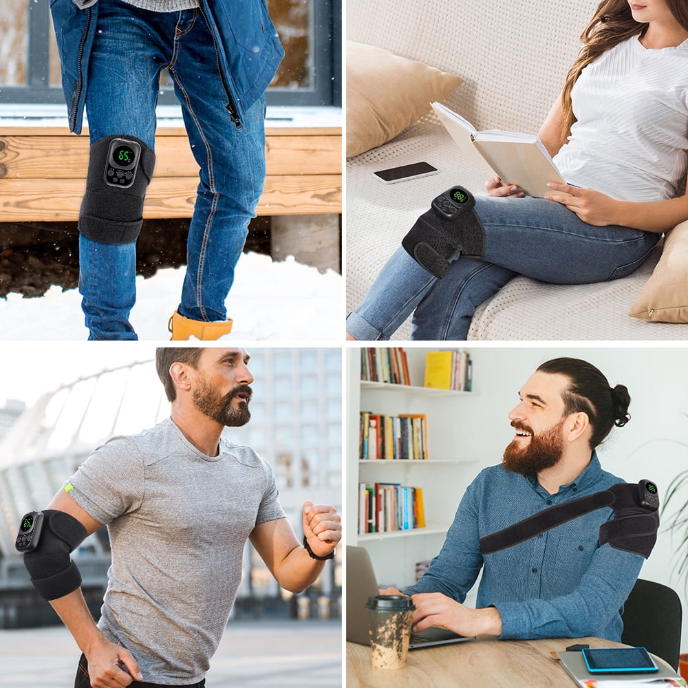 Cordless Heating Knee Massager, 3 in1 Wraps for Knee Shoulder Elbow, Heating Pad with 3 Level Force and 6 Temperature Levels, Relieve Joint Pain And Pressure, Suitable For Office, Study