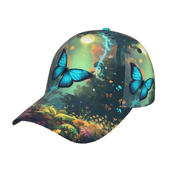 Sikiie Enchanted Forest Butterfly A Print Unisex Vintage Washed Unstructured Baseball Cap Soft Cap Adjustable Unisex Baseball Hat Dad Hat