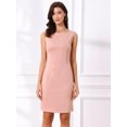 thumbnail image 4 of DARING DIVA Faux Suede Boat Neck Sleeveless Sheath Dress S Pink, 4 of 6