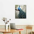 thumbnail image 2 of Creowell  Art, Modern Abstract Wall Art Vivid Peacock Hand-Painted Oil Painting Acrylic Canvas Art Blue Animal Living Room Bedroom Decoration 16x20 in/12x16 in, 2 of 4
