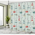thumbnail image 5 of Ambesonne Lighthouse Shower Curtain, Message Bottle Gulls, 69"Wx84"L, Multicolor, 5 of 5