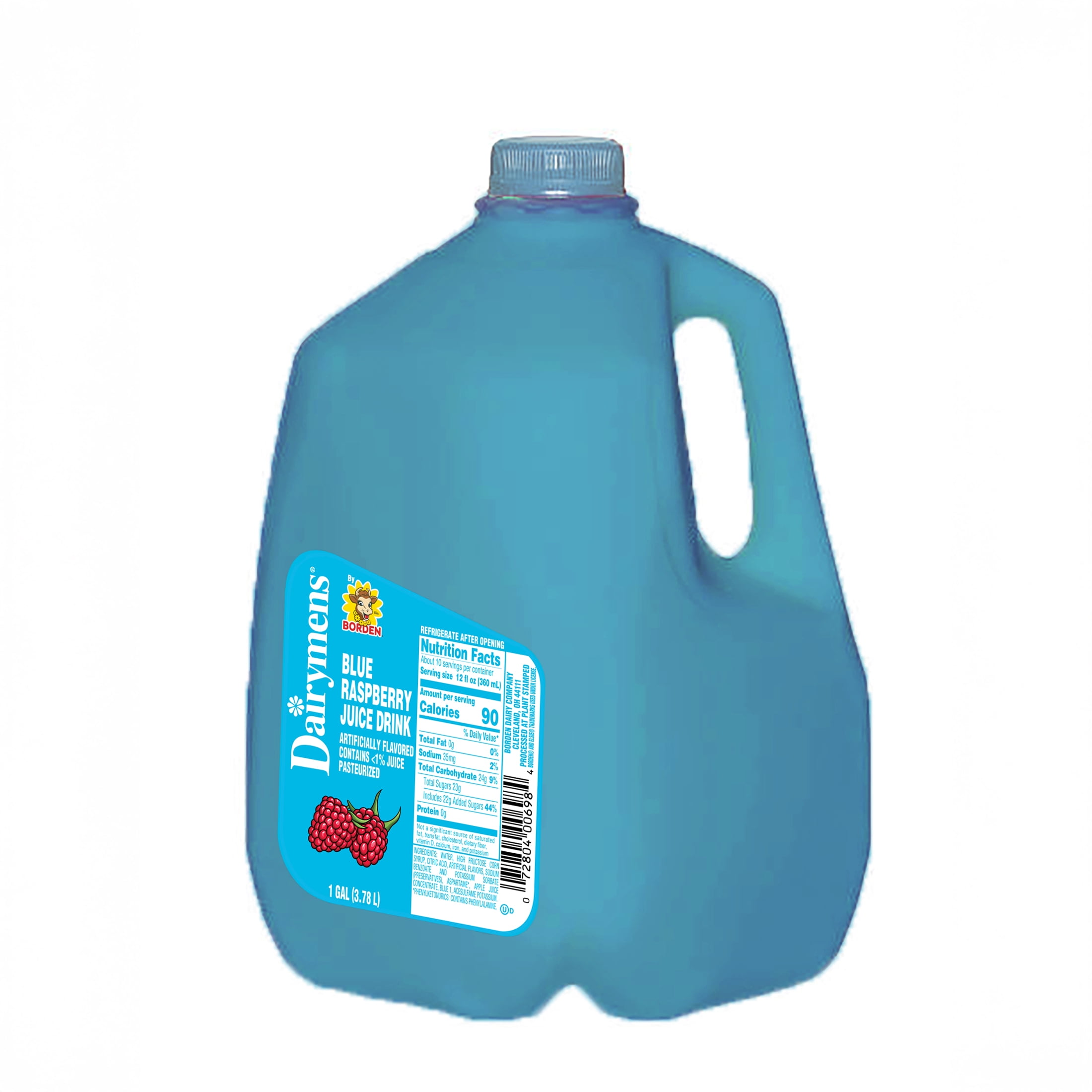 Dairymens Blue Raspberry Flavored Fruit Drink, 1 Gallon Jug, Liquid, Smooth
