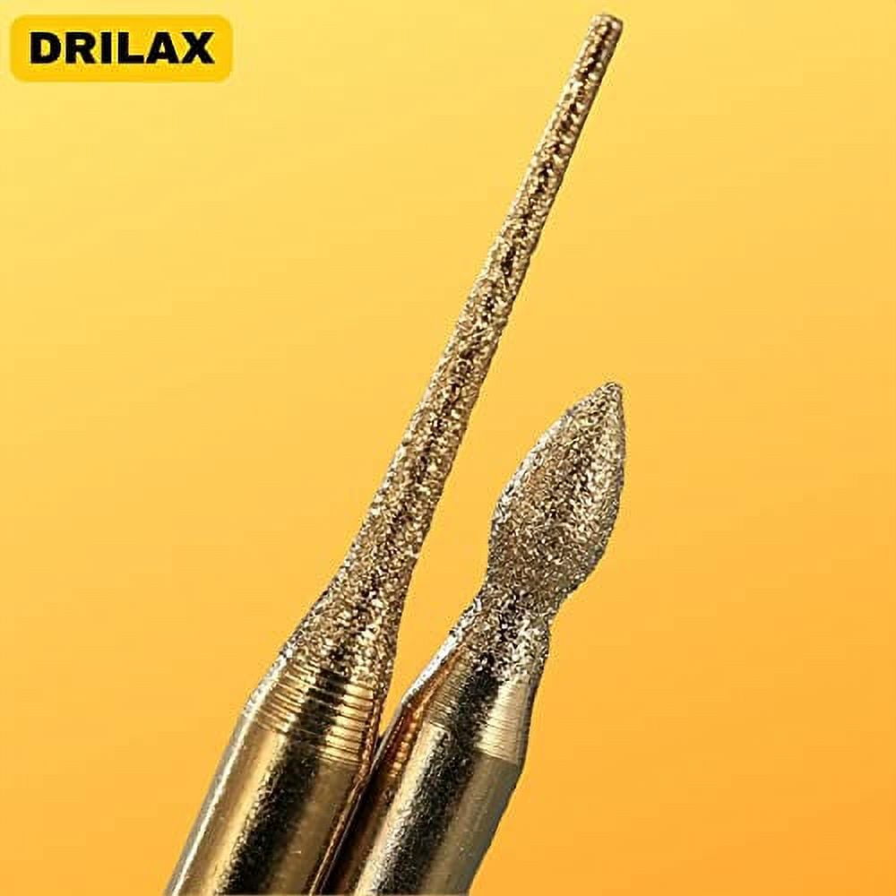 DRILAX Drill Bit Burr Set Diamond Coated Mixed Shapes Compatible with Dremel and Wen 30 Piece 1mm - 2mm - 3mm