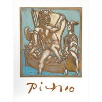 Pablo Picasso 2026 Femme et Minotaure- Lithograph on Paper 29 In. x 22 In. - Brown- Blue- Yellow- White