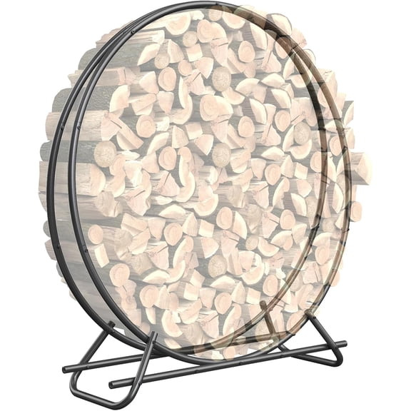48 Inch Metal Pipe Firewood Rack Circle - Black Steel Log Holder for Indoor and Outdoor Use,Firewood Storage Organizer for Fireplace, Patio, or Backyard (4 FT Diameter Rack)