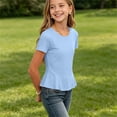 thumbnail image 6 of ATOGUTA Shirts For Teens Short Sleeve Tshirts Crewneck Cute Summer Casual Basic Tops for Kids Teen Size 3T-15, Sky Blue, 6 of 6