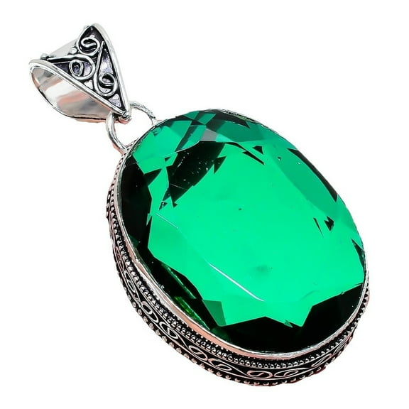 Chrome Diopside Gemstone Handmade 925 Sterling Silver Jewelry Pendant 2.17" AH-842