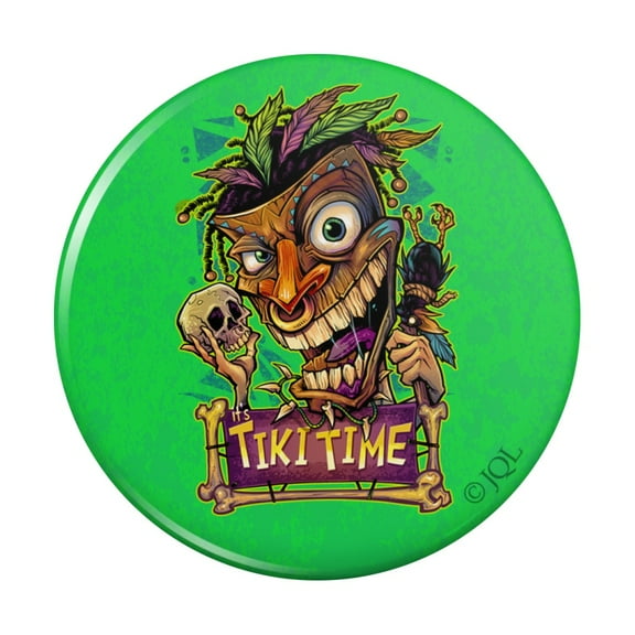Tiki Time Witch Doctor Tropical Island Kitchen Refrigerator Locker Button Magnet