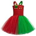 thumbnail image 3 of Toddler Girl Christmas Sleeveless Mesh Tutu Dress Set for Festive Performance and Party Celebration Red 3-4 Years, 3 of 7