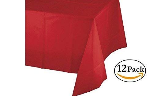 Mountclear 12-Pack Disposable Plastic Tablecloths 54 x 108 Inch Size Maroon