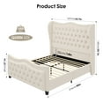 thumbnail image 4 of Homfa Queen Size Bed Frame, Modern Velvet Tufted Wingback Bed, Platform Bed with 55"H Upholstered Headboard, Off-White, 4 of 9