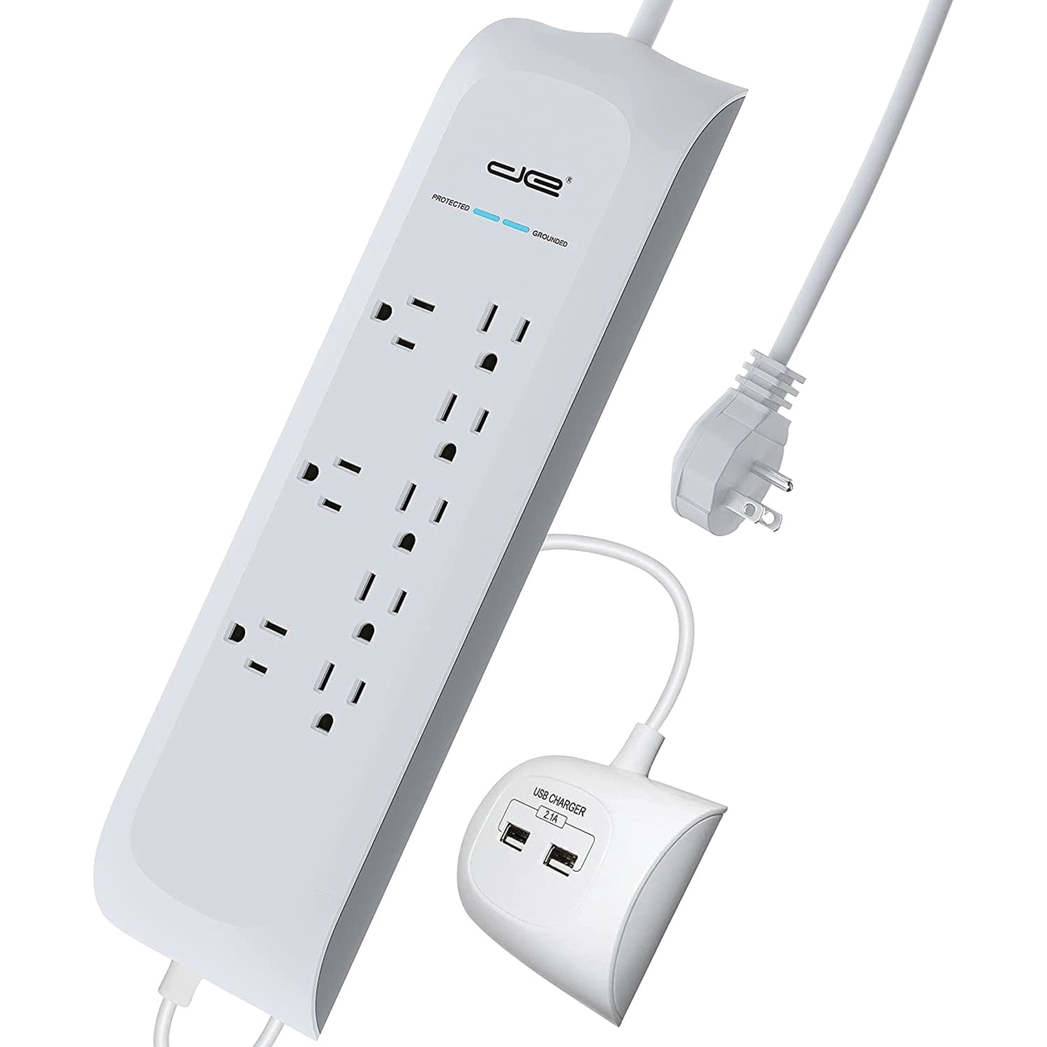 Digital Energy 8-AC Outlet and 2-USB Port 4,200-Joules Surge Protector Power Strip, 25-Ft. Cord with Flat Plug, DEE1-1109
