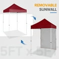 thumbnail image 6 of EAGLE PEAK 5 x 5 ft Straight Leg Outdoor Portable Canopy Tent with One Removable Sunwall,Burgundy, 6 of 11