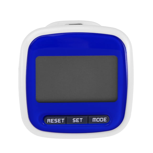 Contador de pasos del podómetro de bolsillo con pantalla LED multifunción (azul)