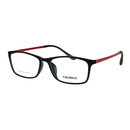 Narrow Rectangular Thin Plastic Optical Quality Eyeglasses Frame Black Red