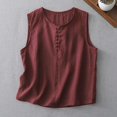 thumbnail image 2 of FUYUDY Women'S Tank Top Summer Loose Fit Sleeveless Crew Neck Solid Color Tank Top Casual Knit With Knot Button Design Soft Breathable Female Camisole For Layering And Outerwear,Red,L, 2 of 4