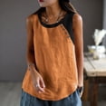 thumbnail image 6 of Aboser Retro Tank Tops for Women Plus Size Casual Sleeveless T Shirts Breathable Cotton Linen Shirt Loose Color Block Blouses Comfy Round Neck Tee Top, 6 of 7