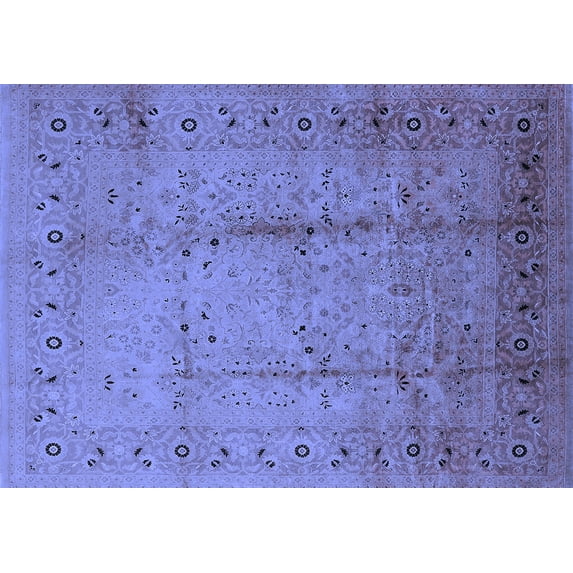 Ahgly Company Machine Washable Indoor Rectangle Oriental Blue Industrial Area Rugs, 4' x 6'
