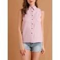 thumbnail image 6 of INSPIRE CHIC Women's Point Collar Single Breasted Sleeveless Shirt S Pink, 6 of 8
