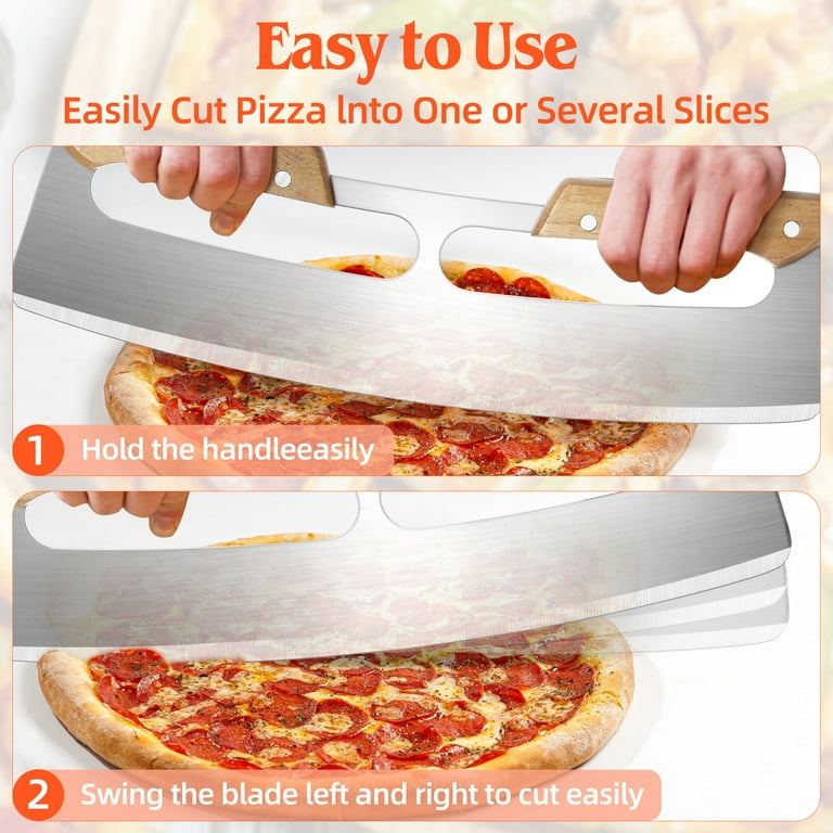  Pizza Slicer Stainless Steel Pizza Knife Wooden Handle