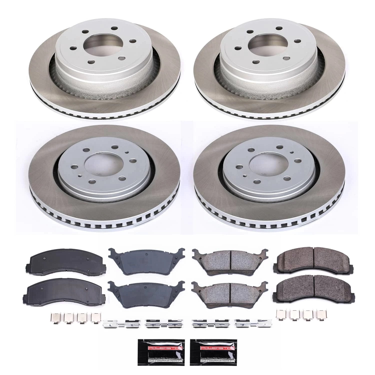 PowerStop Front and Rear Semi-Coated Rotor and Low-Dust Ceramic Brake Pad Kit SC6268