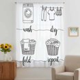 thumbnail image 3 of Laundry Room Sheer Curtains 63 Inches Long, Cartoon Wash Dry Fold Repeat Simple Lines Art Light Filering Curtains, Breathable Simi Curtain Privacy Drapes for Living Room Bedroom Window Treatment, 3 of 9