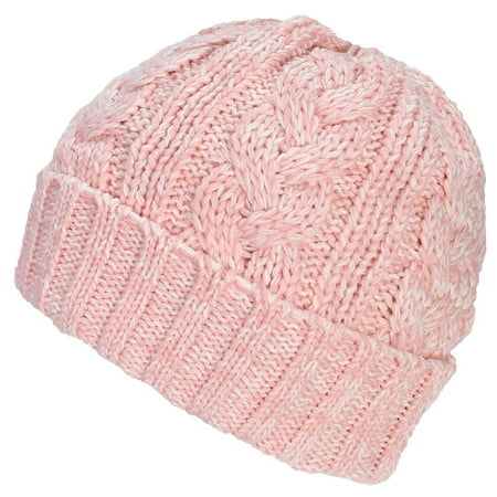 Best Winter Hats Womens Variegated Cable Knit Messy Bun/Ponytail Cuffed Beanie -