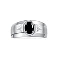 thumbnail image 1 of RYLOS Men's Rings Sterling Silver Classic 7X5MM Oval Gemstone & Diamond Ring Cabochon Onyx October Birthstone Rings For Men, Men's Rings, Silver Rings, Size 9, 1 of 7