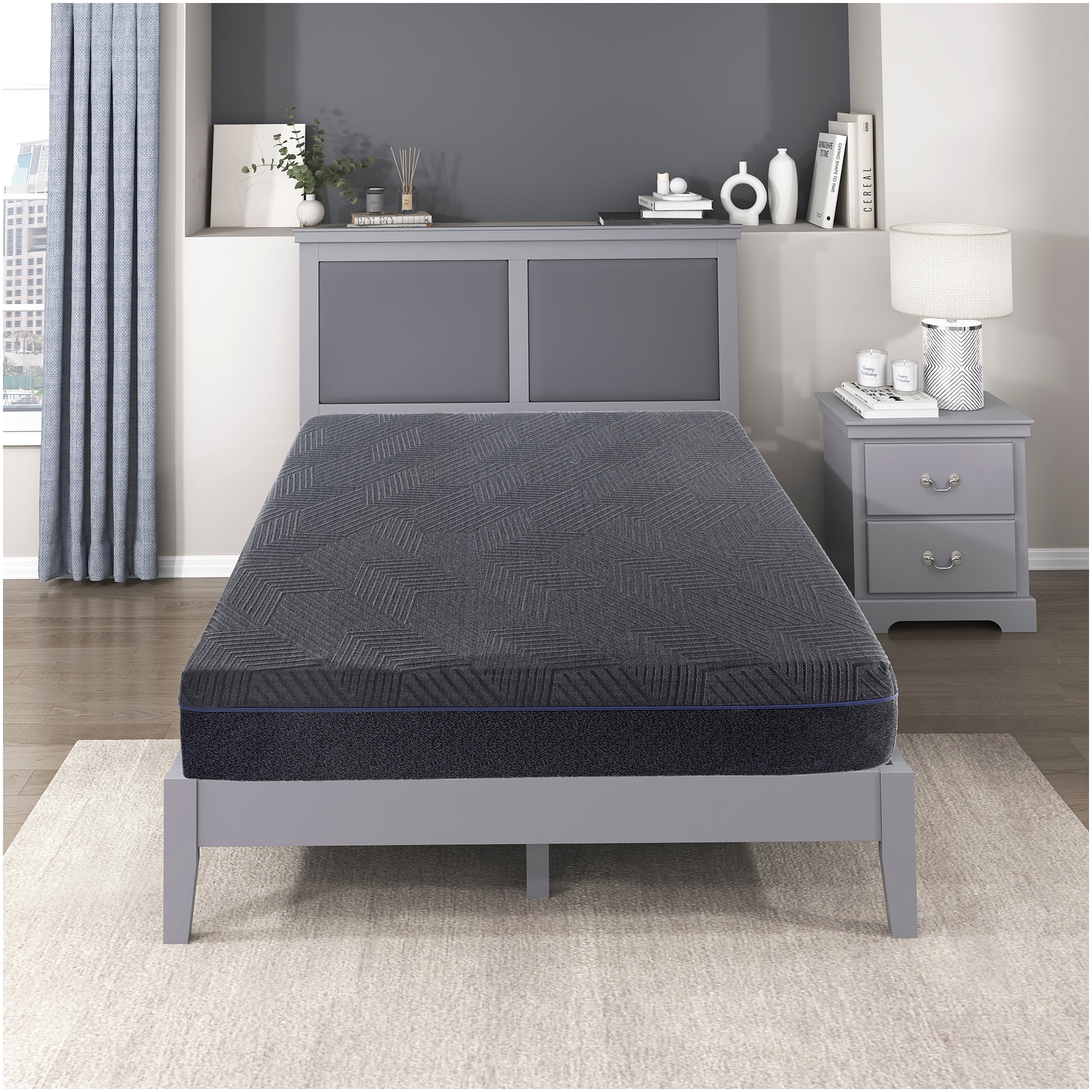 California King Size Gel-Infused Memory Foam Mattress in a Box, Medium Firm Feel, CertiPUR-US Certified, Dark Gray, Pressure Relieving, Cool Sleep & Motion Isolation