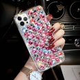 thumbnail image 3 of Compatible with iPhone 14 Pro Max Bling Diamond Case for Women Girls Girly Glitter Shiny 3D Crystal Rhinestone Case Fashion Luxury Double Color Sparkly Gemstone Soft TPU Cover, 3 of 9