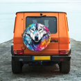 thumbnail image 4 of Haiem Spare Tire Cover , Wheel Cover with Cool Colorful Wolf printed, Camper Spare Tire Cover Fit for Jeep Wrangler Rv SUV Truck Travel Trailer-15 inch, 4 of 8