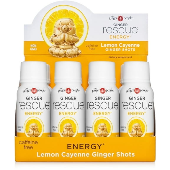 The Ginger People Lemon & Cayenne Ginger Rescue Shots – Immunity Boosting, Caffeine Free Energy, Digestive Heath Drink, 2 Fl Oz (Pack of 12)