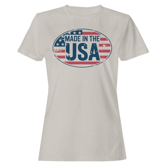 Smartprints Made in USA Vintage Flag Women's T-shirt, Ice Grey, S