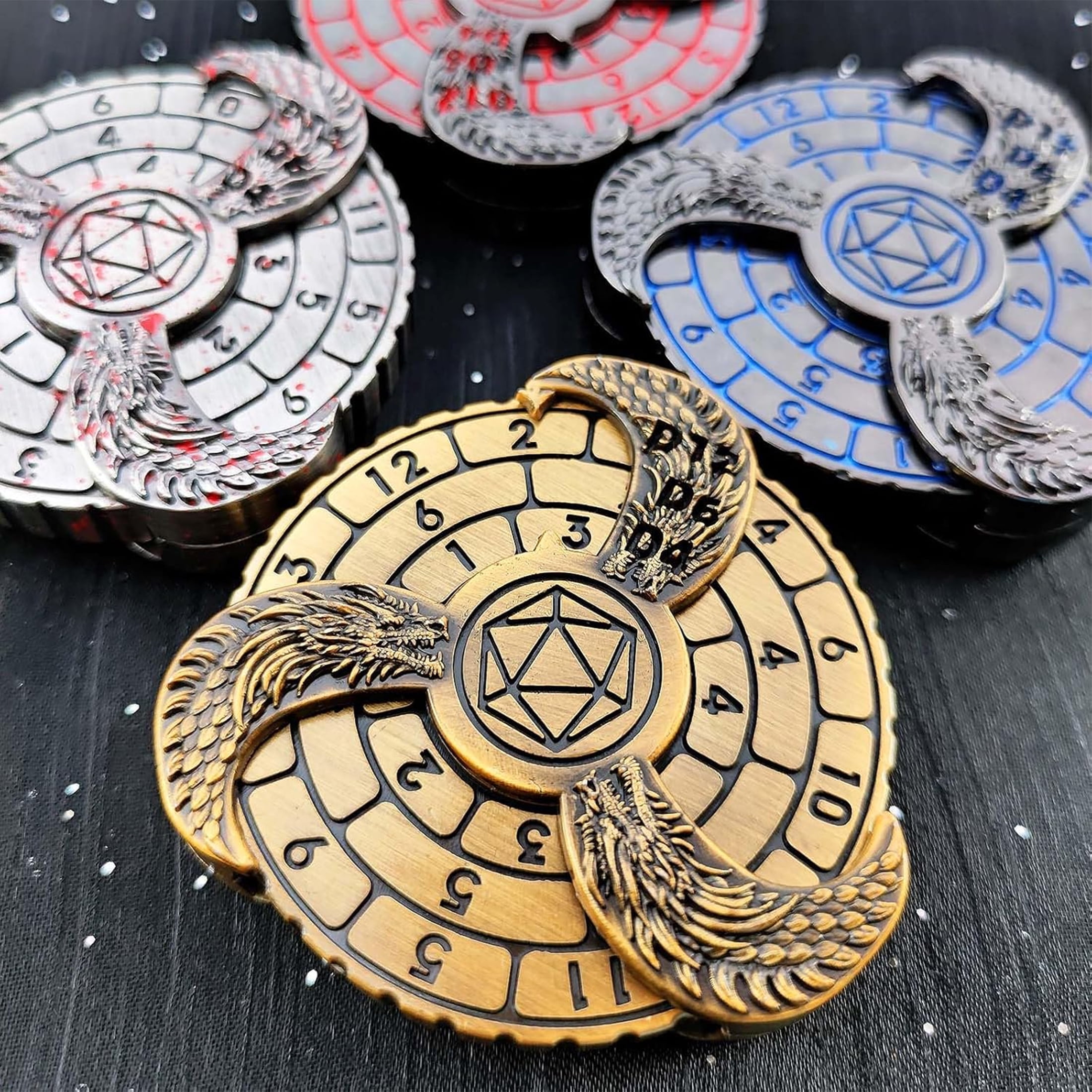 Spinning Mechanical Dice Spinner, Metal Polyhedral D&D Roulette Dice