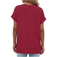 thumbnail image 6 of Gamivast Linen Linen Blouses for Women Dressy Casual Split V-Neck Basic Tees Short Sleeve Summer Shirts Solid Color Simple Work Wear Outfits, 6 of 9