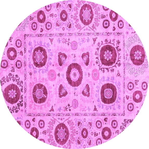Ahgly Company Indoor Round Abstract Purple Modern Area Rugs, 3' Round