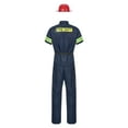 thumbnail image 4 of Doomiva Women's Fireman Costume Sets Reflective Strips Short Sleeve Jackets with Long Pants Navy Blue 160, 4 of 5