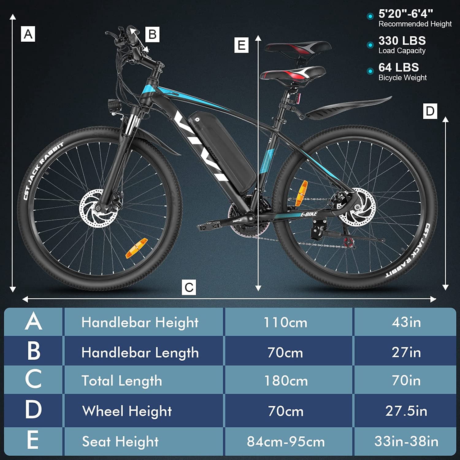 Vivi Electric Bike 27.5" Electric Mountain Bike for Adults 48V 500W Step-Over Electric Bike 21 Speed Electric Commuter Bike 19.8MPH with Cruise Control UL2849