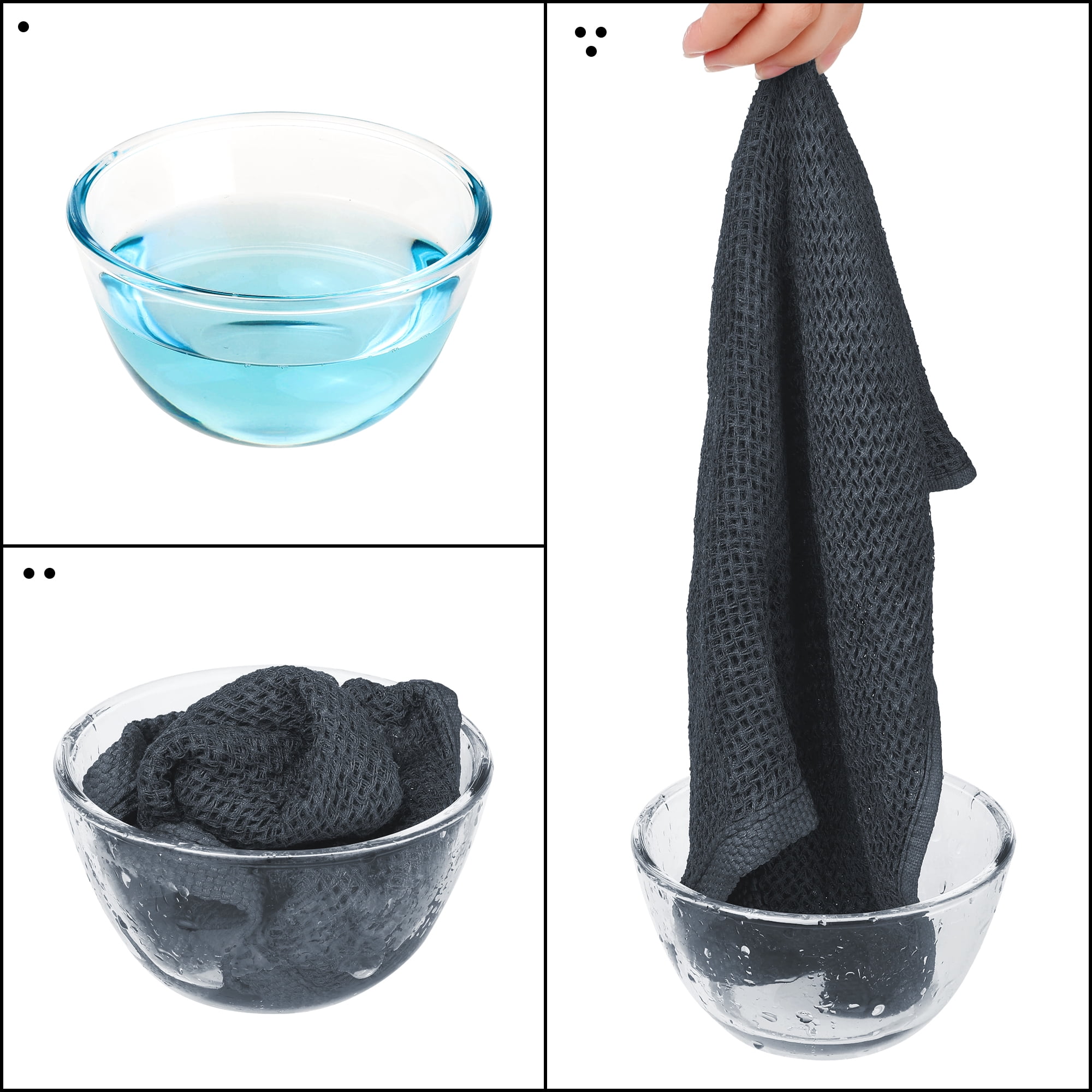 Unique Bargains 12 Pcs Cotton Absorbent Double-Sided Waffle Weave Kitchen Dish Towels Grey/White 12 Pack