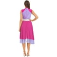 thumbnail image 3 of Yhong Women Prasie Dance Tunics Sleeveless Asymmetrical Hem Leotard Dresses Lyrical Ballroom Hot Pink&Light Purple XL, 3 of 6