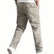 thumbnail image 3 of Pantalones largos para hombre, informales, lisos, con bolsillo, para exteriores, cintura elástica, con cordón, pantalones de trabajo para hombre, 3 of 6
