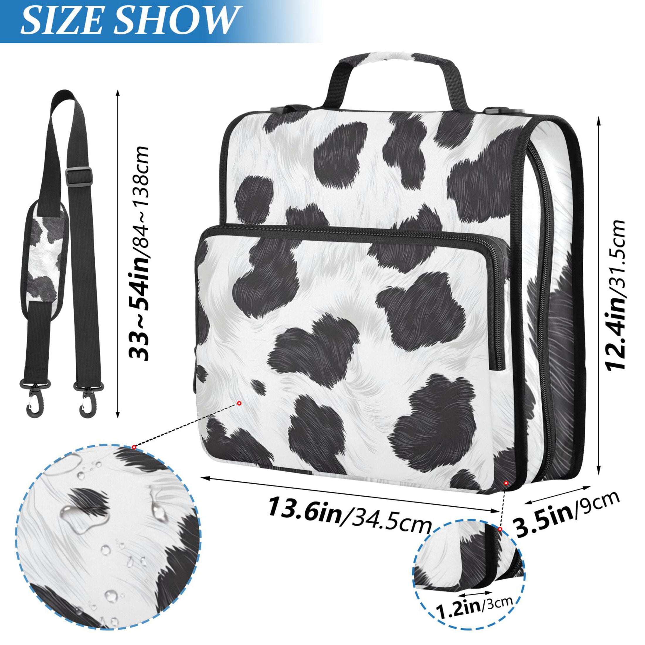 ALAZA Zipper Binder Cow Print 3 Ring Trapper Keeper File Folder Organizer Bag